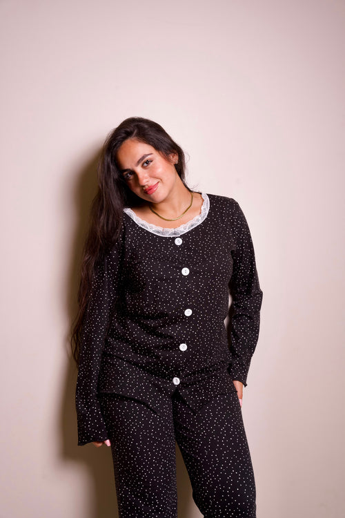 Black Long Sleeve Pajama Set