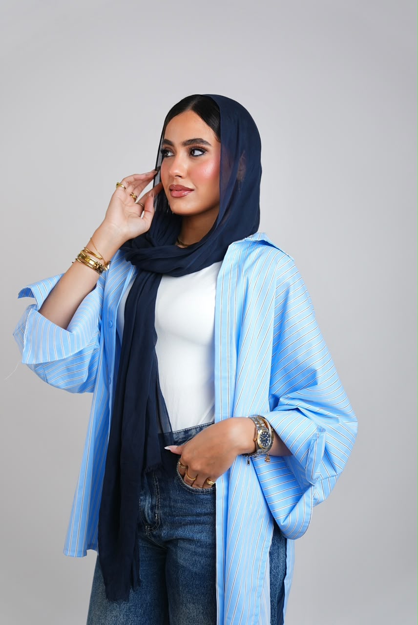 Striped Chemise - Baby Blue X Black