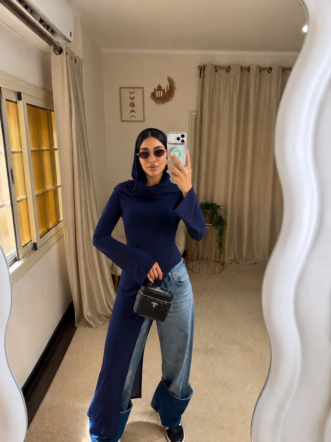 Navy Belt Blouse