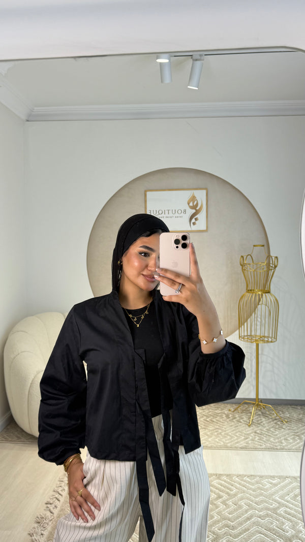 Cropped plain shirt  Black