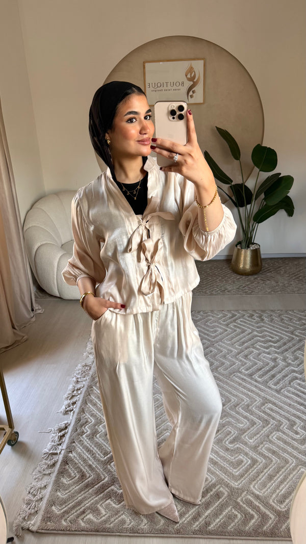 Shimmer Suit Beige
