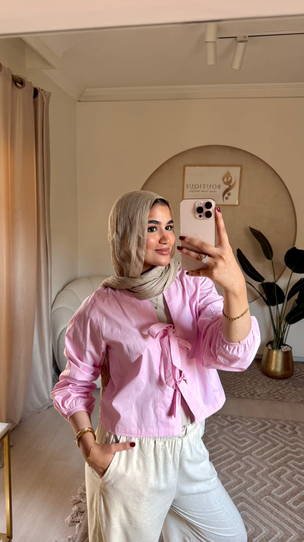 Cropped plain shirt Pink