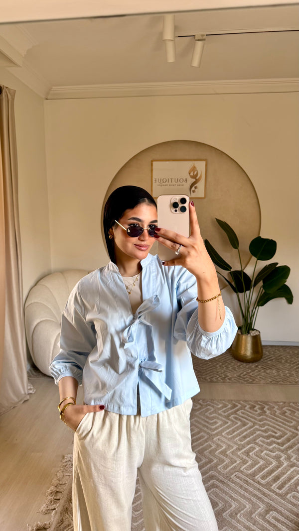 Cropped plain shirt baby blue