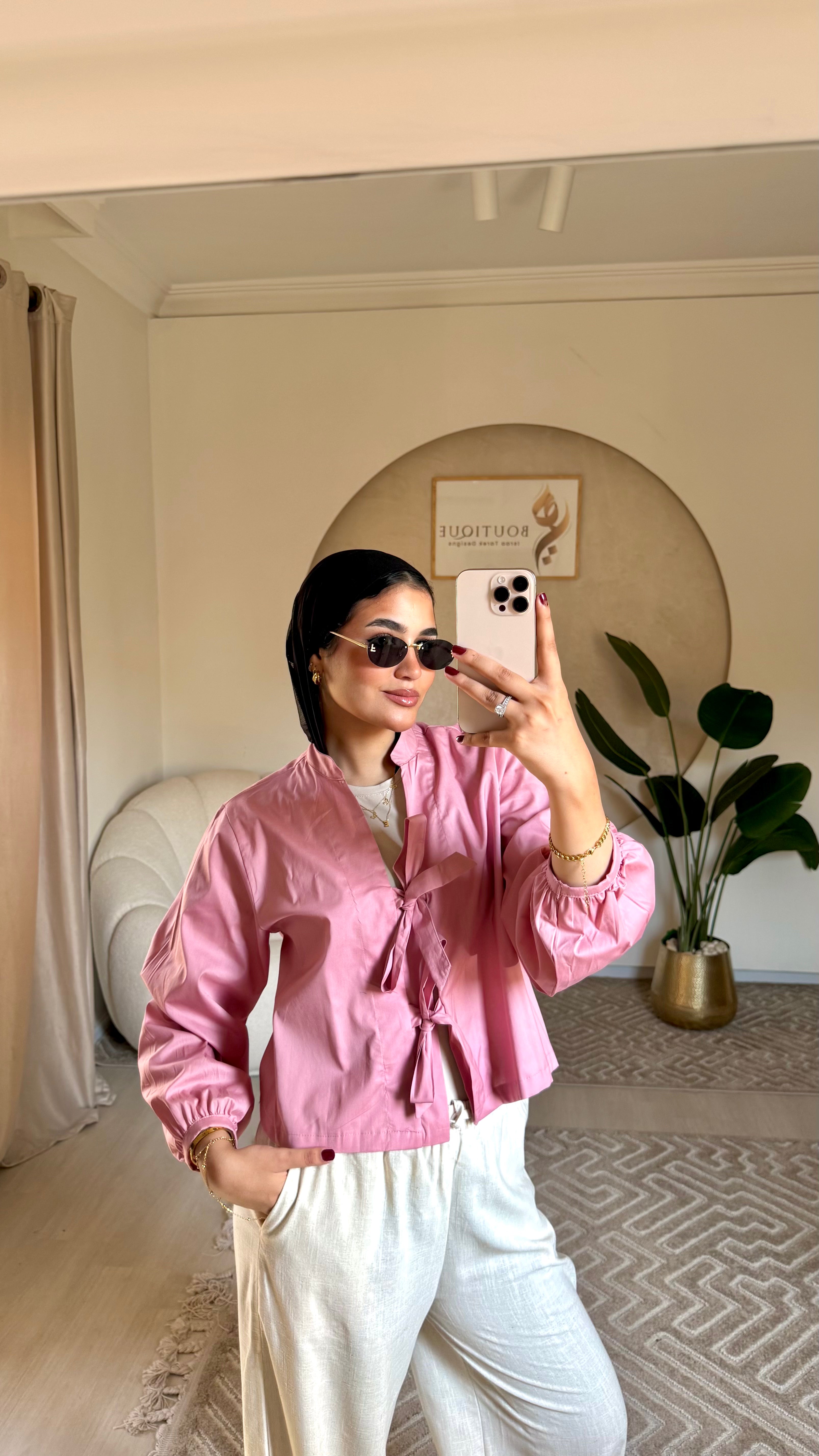 Cropped plain shirt cashmere