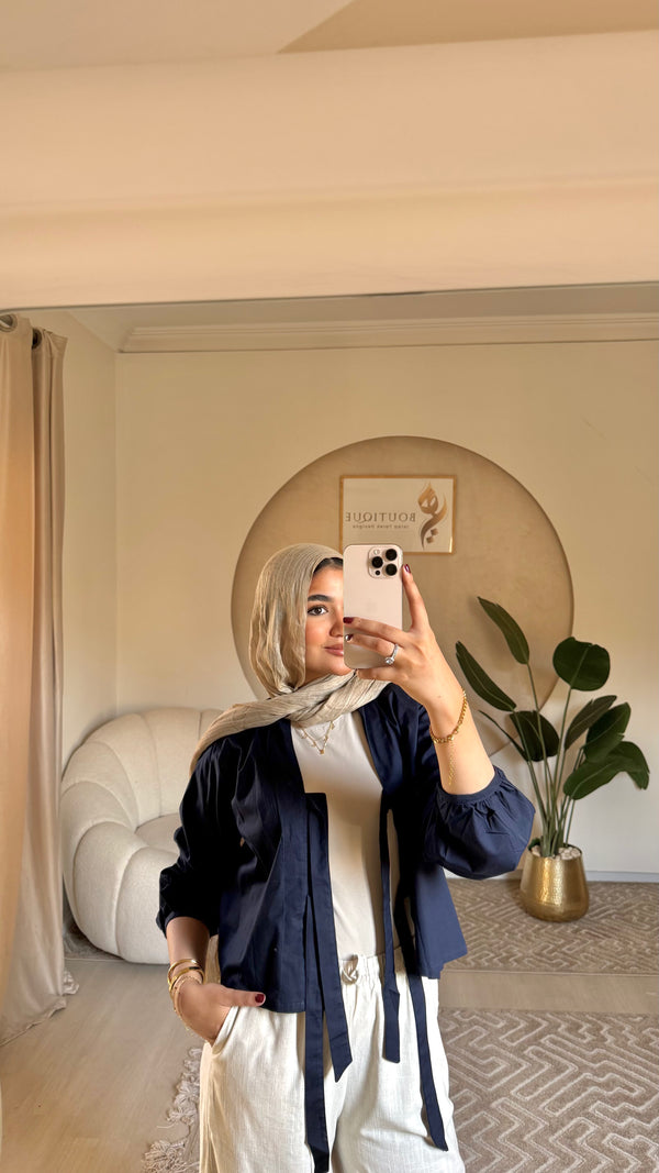 Cropped plain shirt Navy