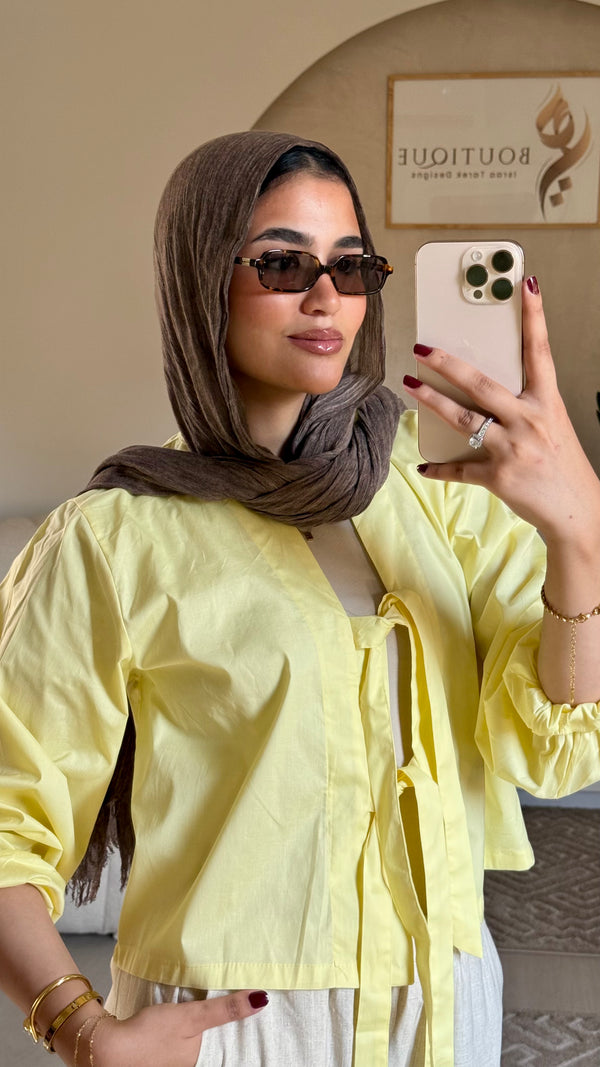 Cropped plain shirt Yellow