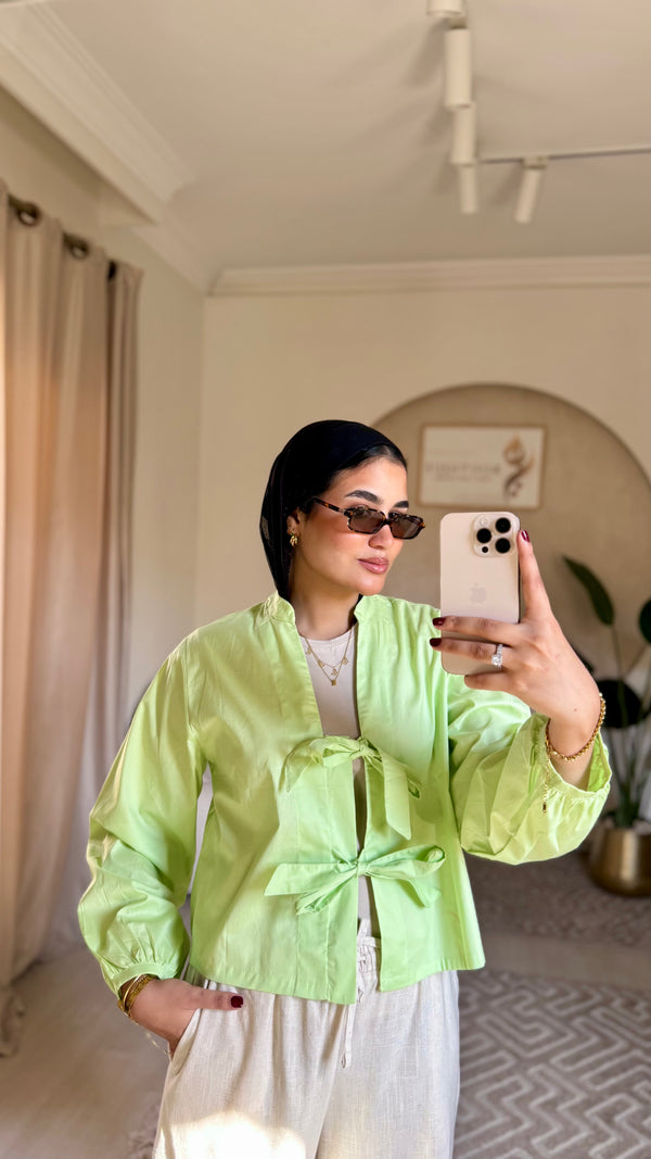 Cropped plain shirt Apple Green