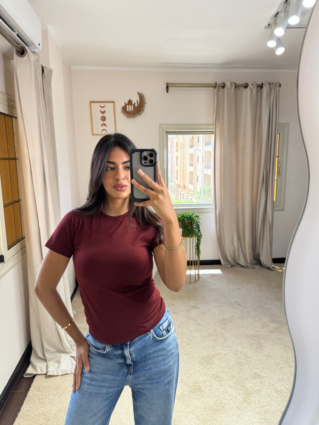 Half-Sleeve Top Burgundy