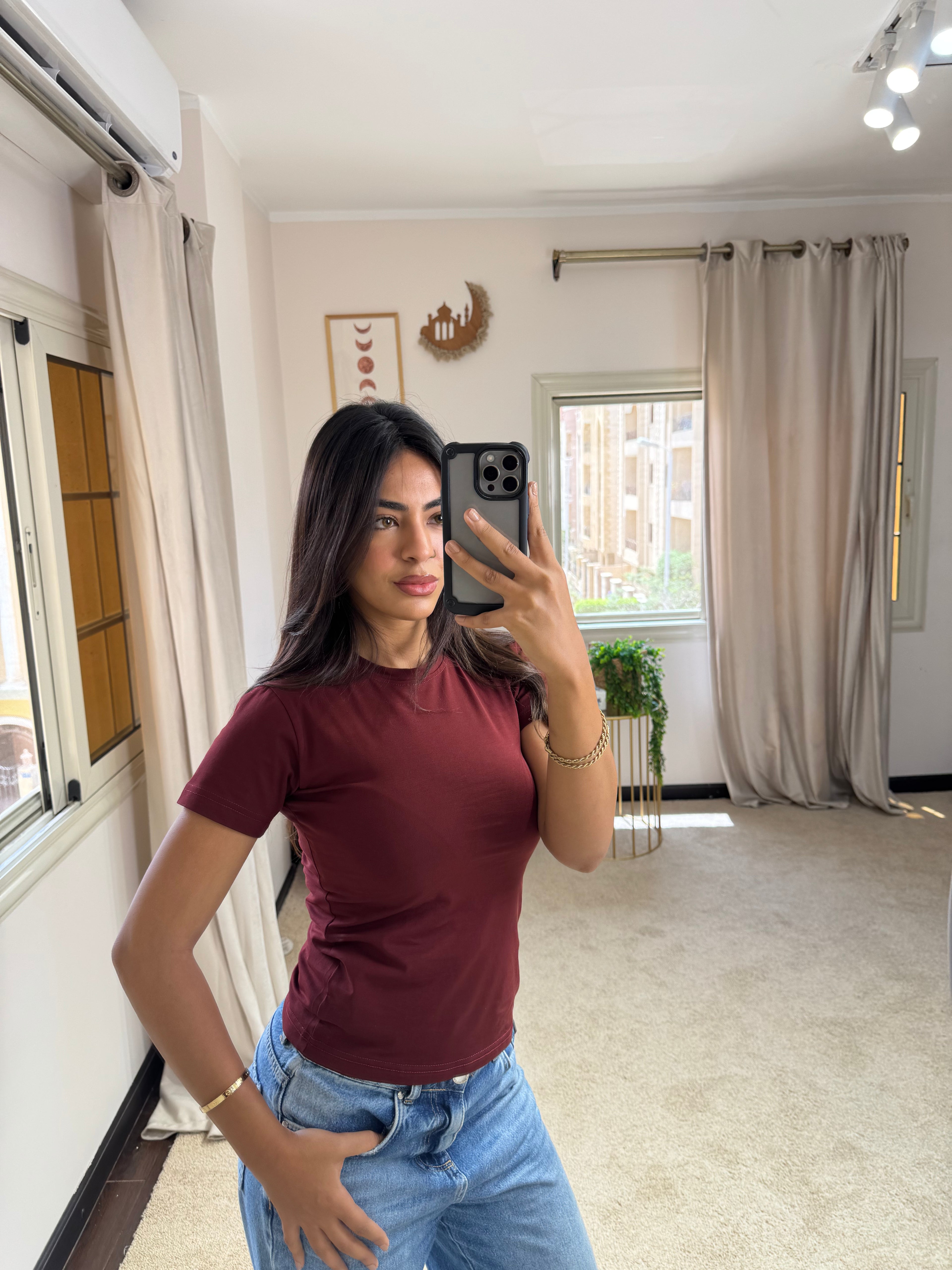 Half-Sleeve Top Burgundy
