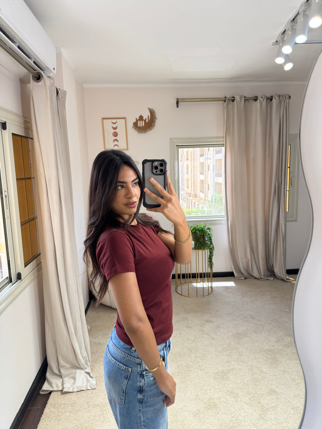 Half-Sleeve Top Burgundy