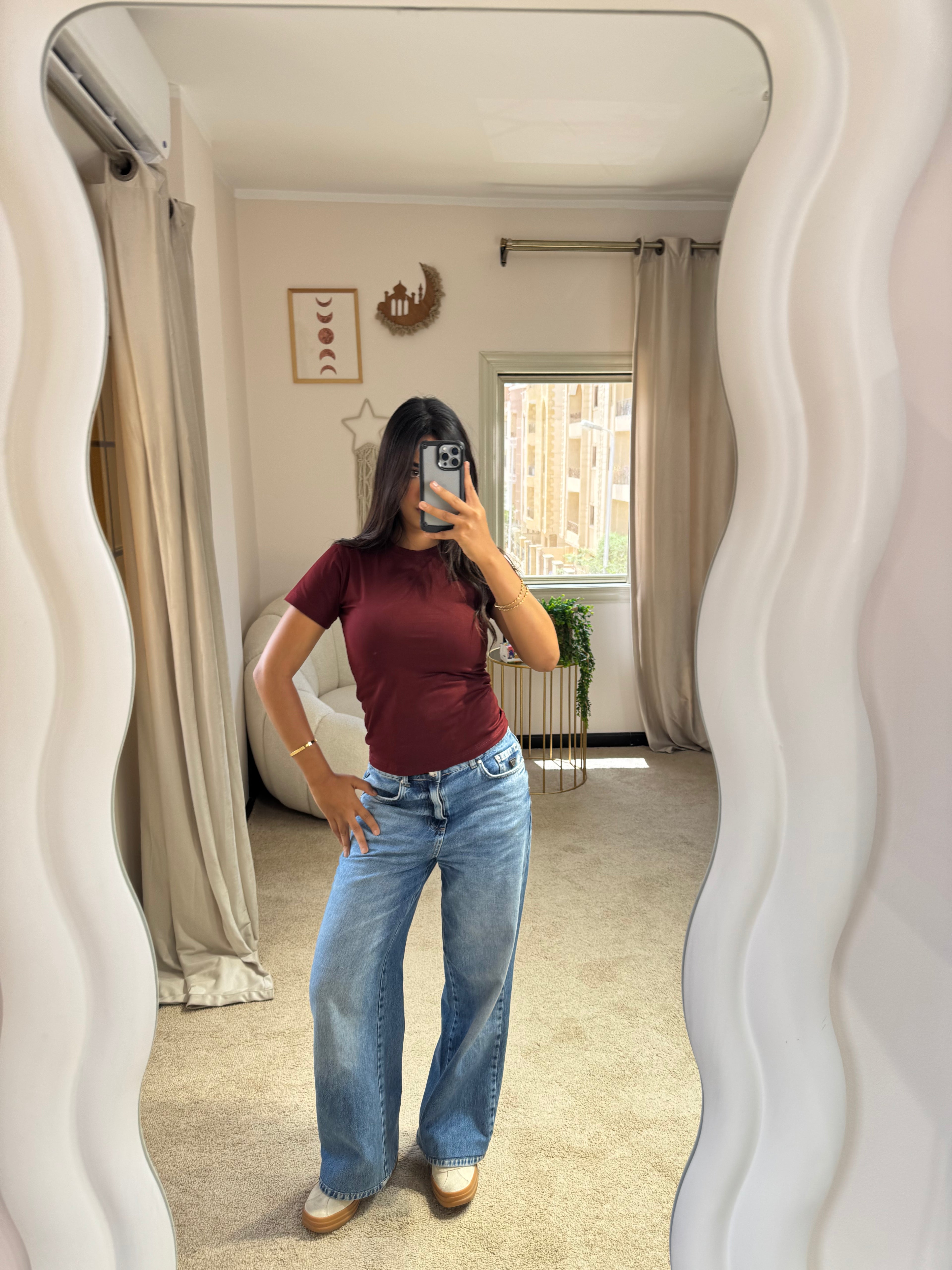 Half-Sleeve Top Burgundy