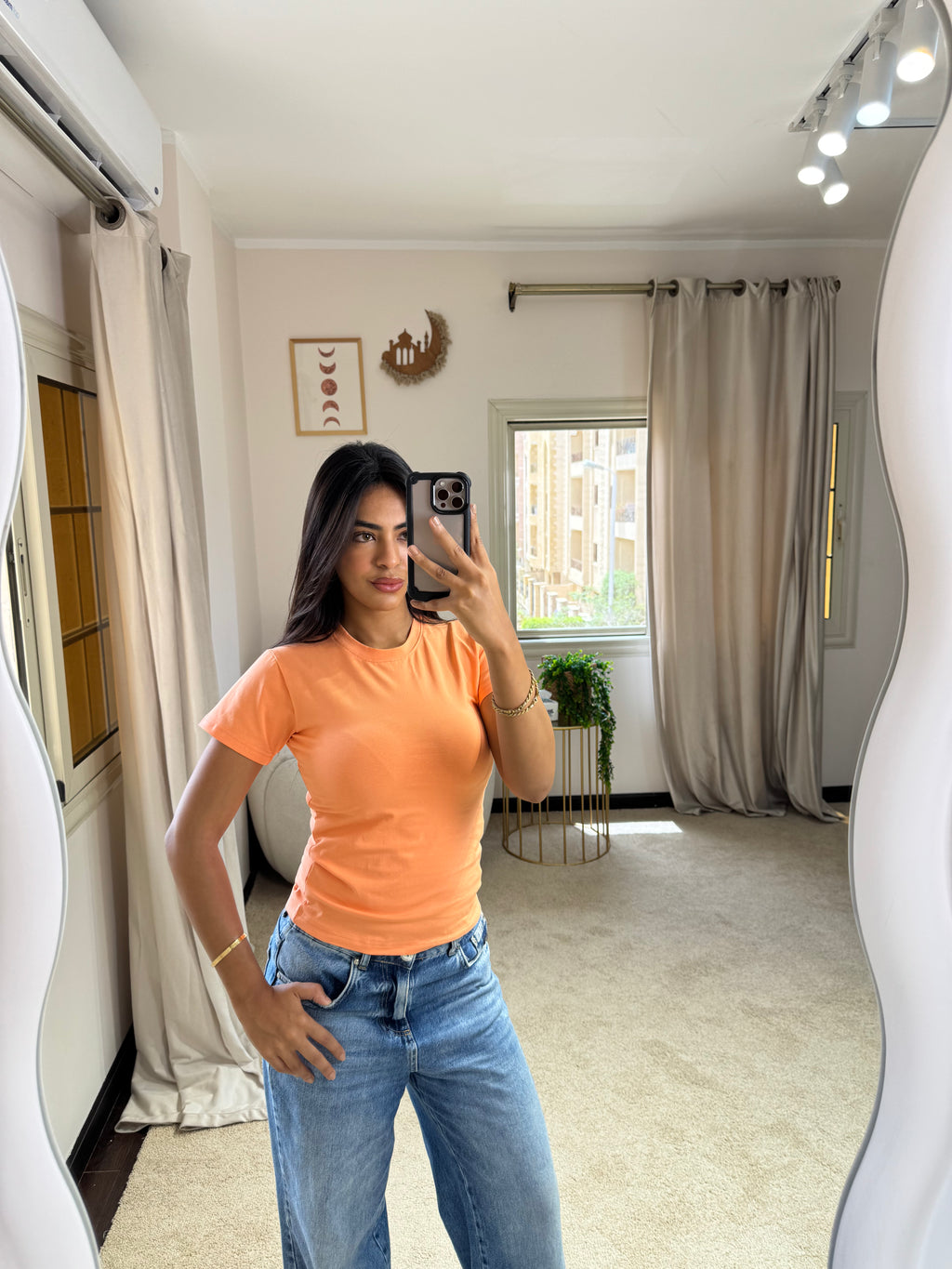Half-Sleeve Top Light Orange