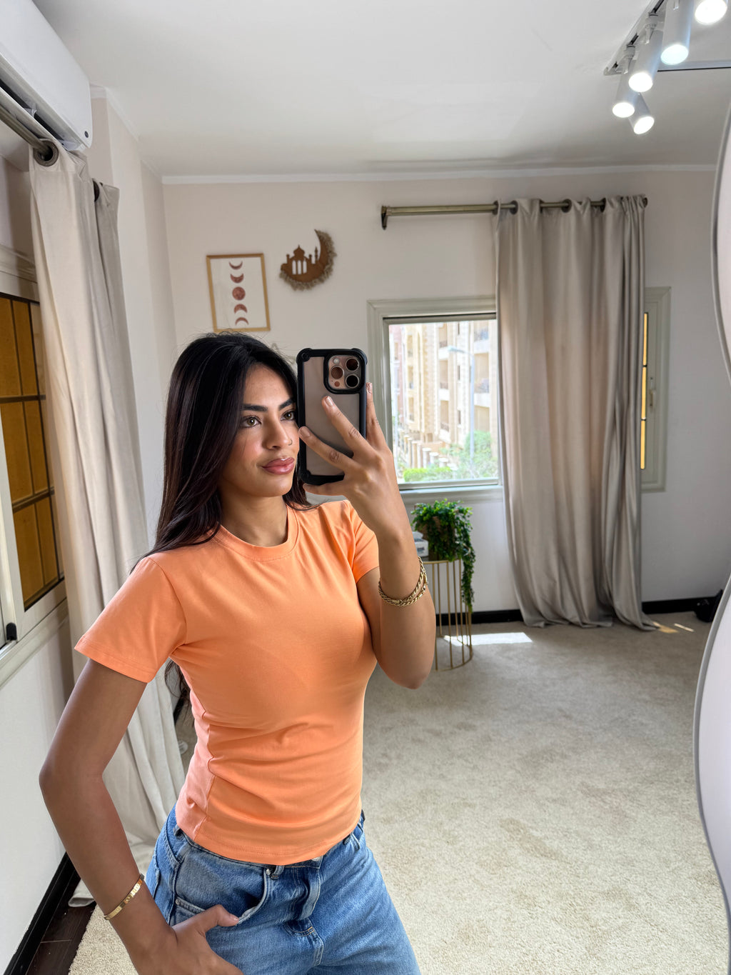 Half-Sleeve Top Light Orange