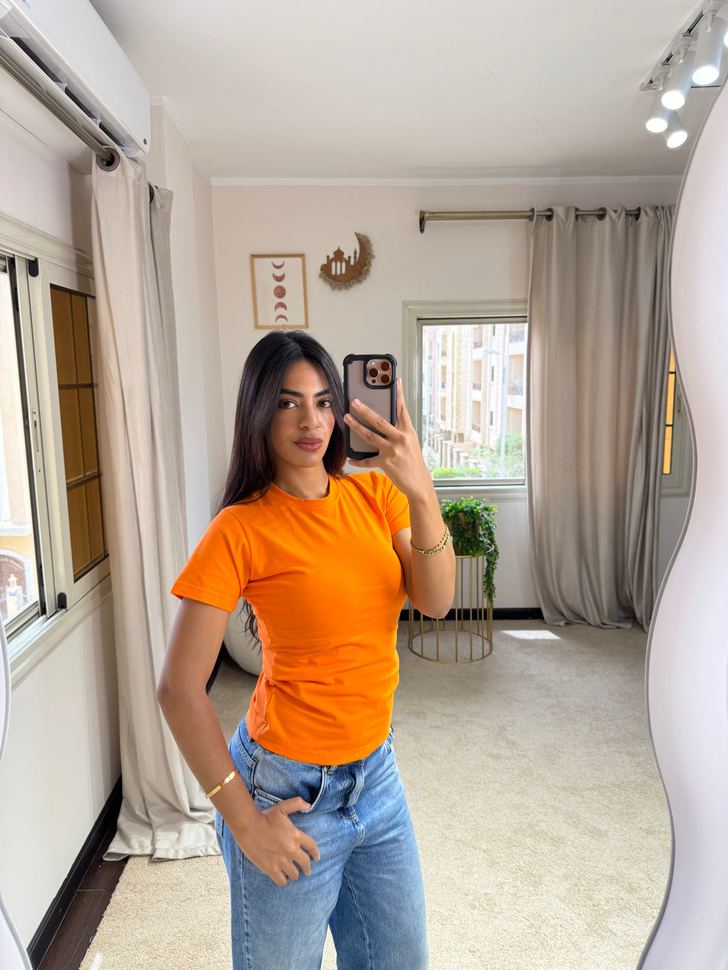 Half-Sleeve Top Orange