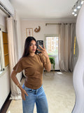Half-Sleeve Top Light Brown