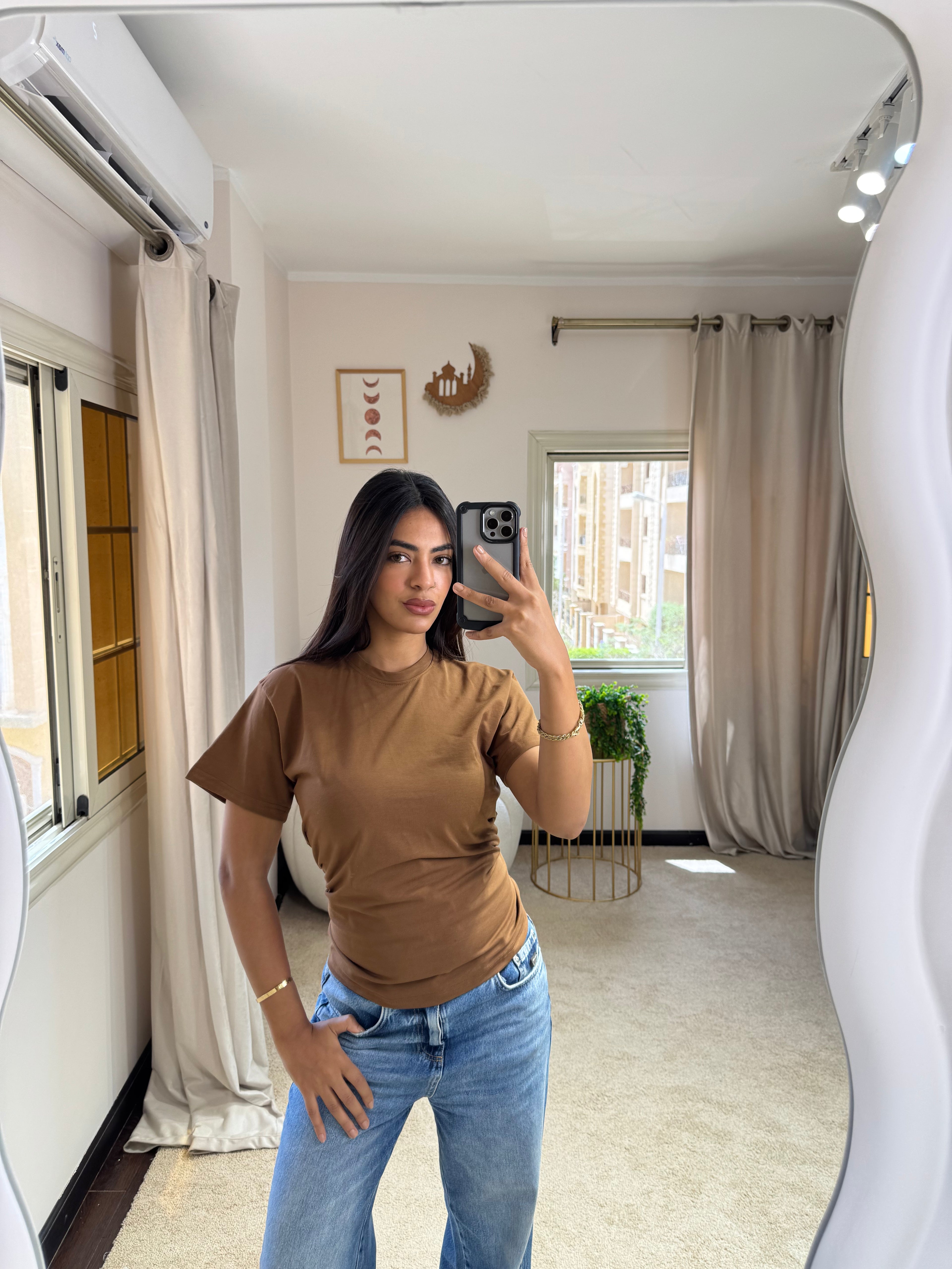 Half-Sleeve Top Light Brown