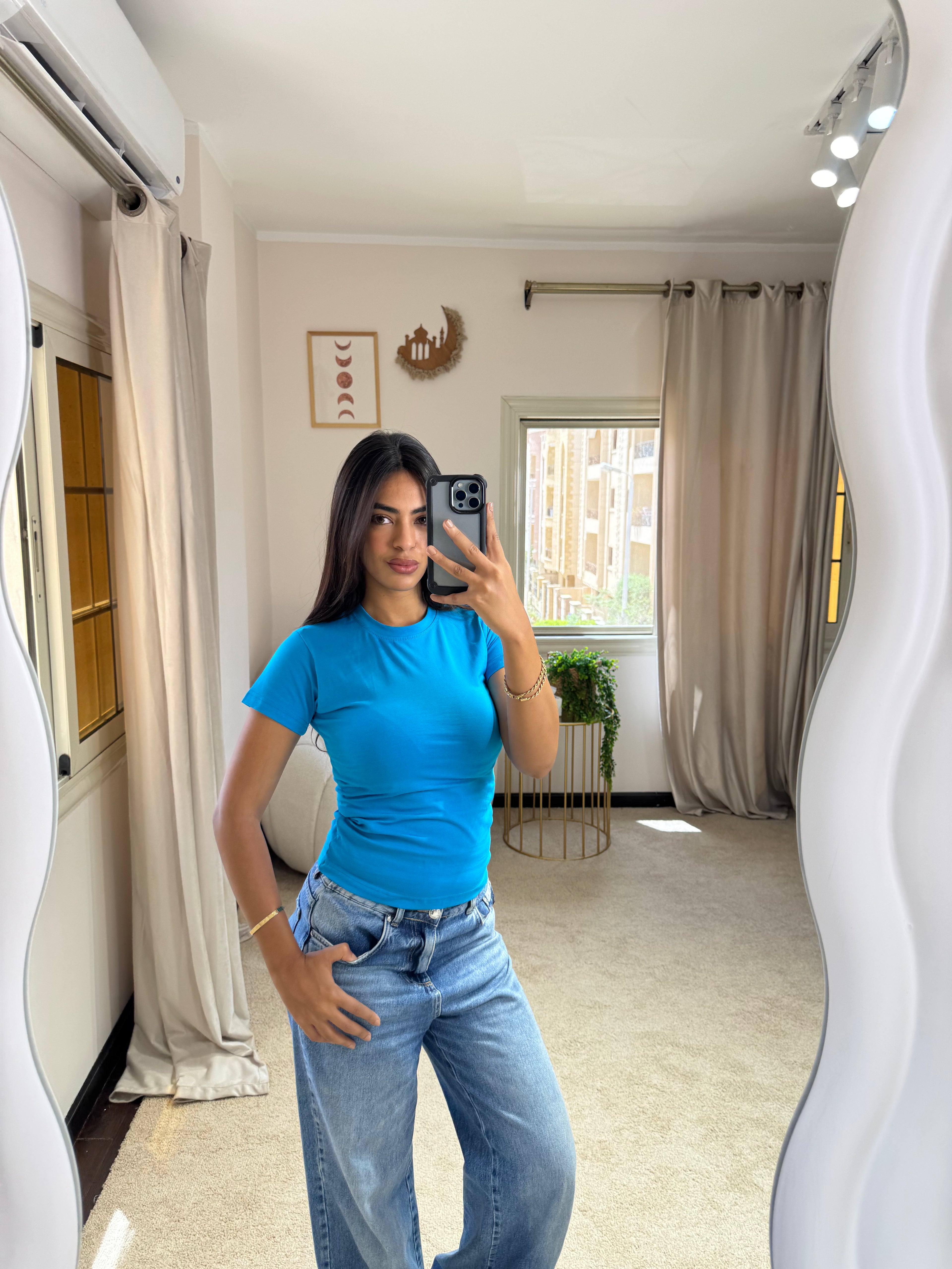 Half-Sleeve Top Turquoise
