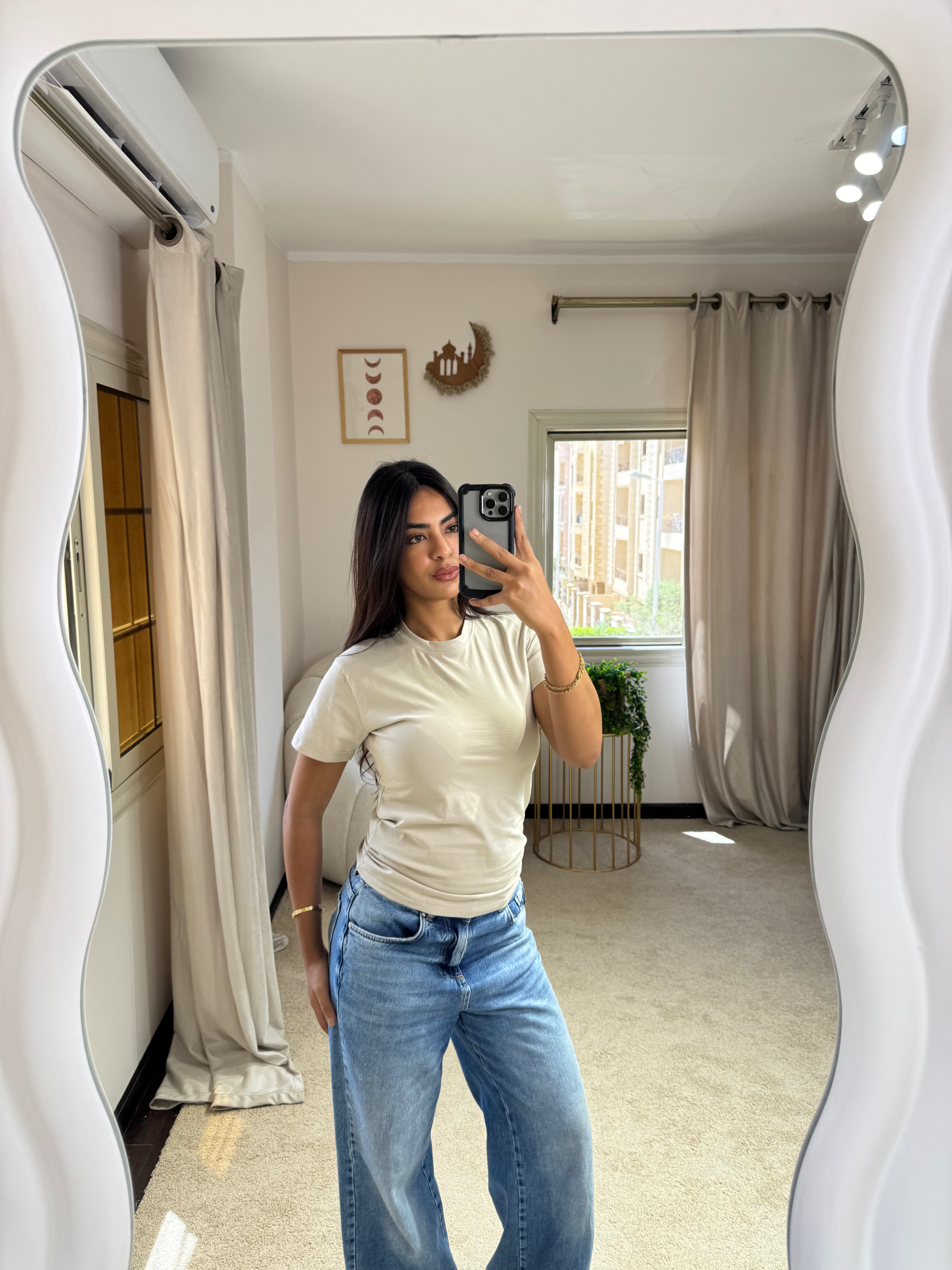 Half-Sleeve Top Beige