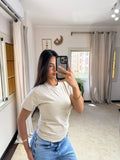 Half-Sleeve Top Beige