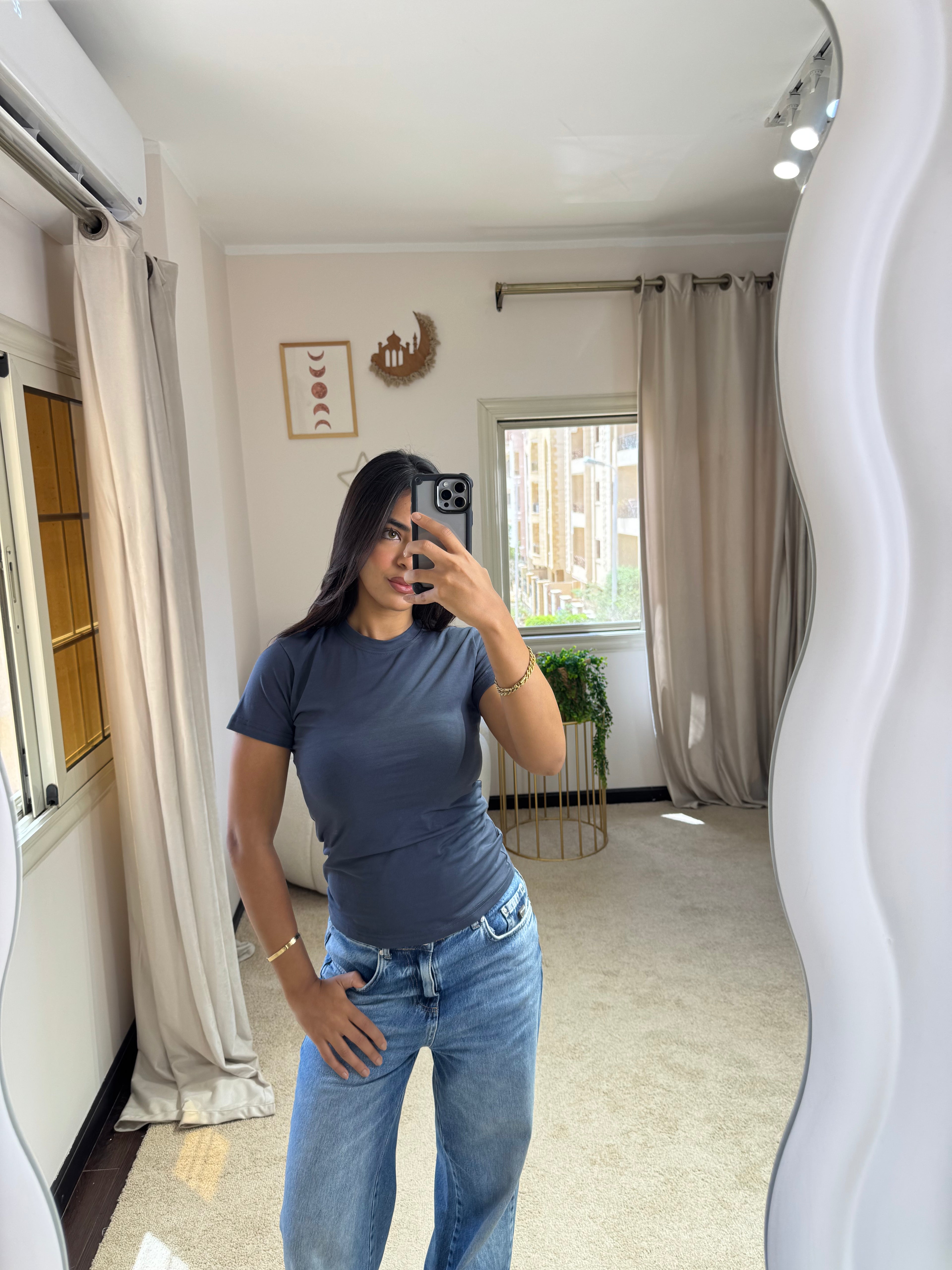 Half-Sleeve Top Dark Grey