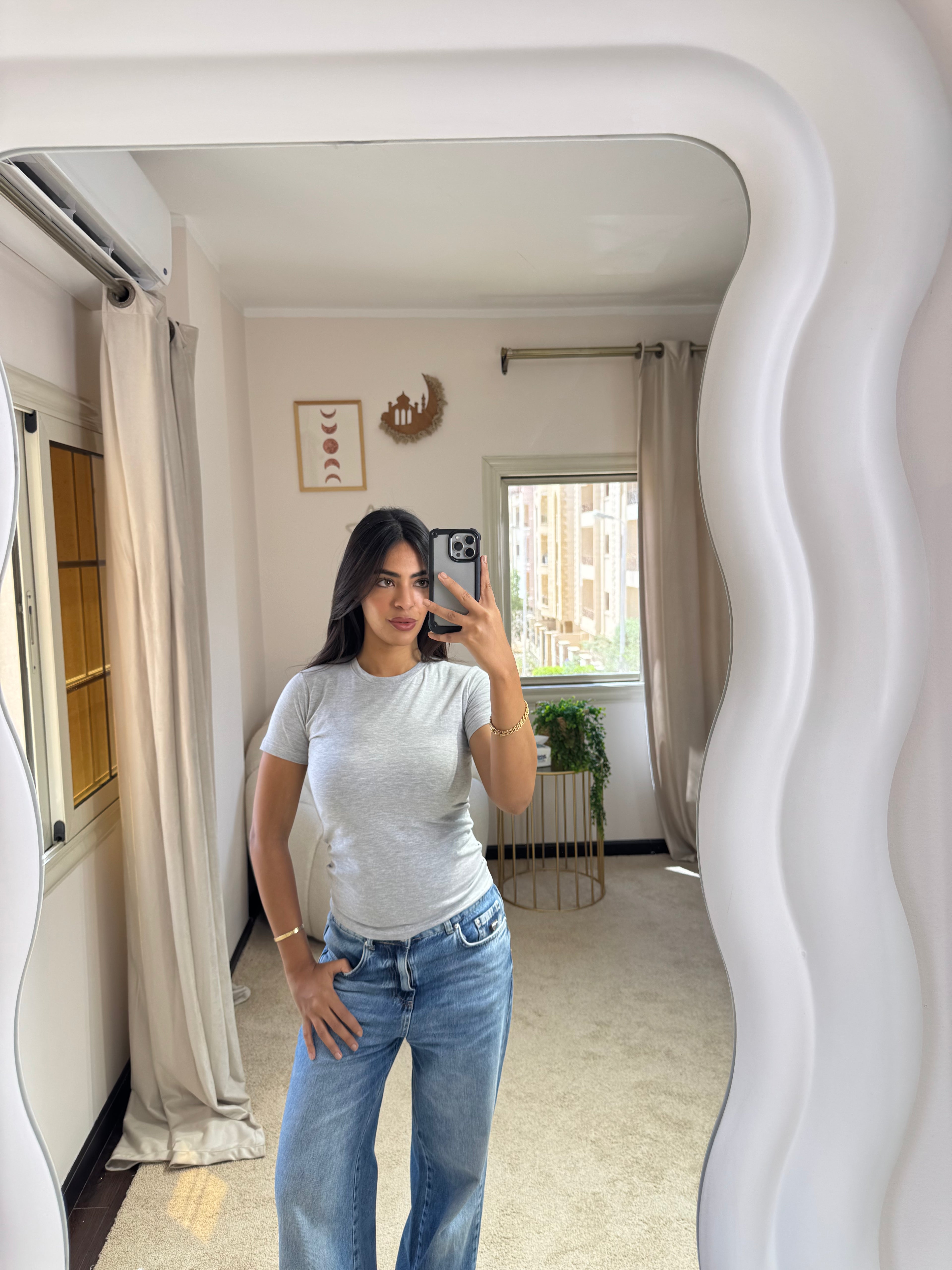 Half-Sleeve Top Light Grey