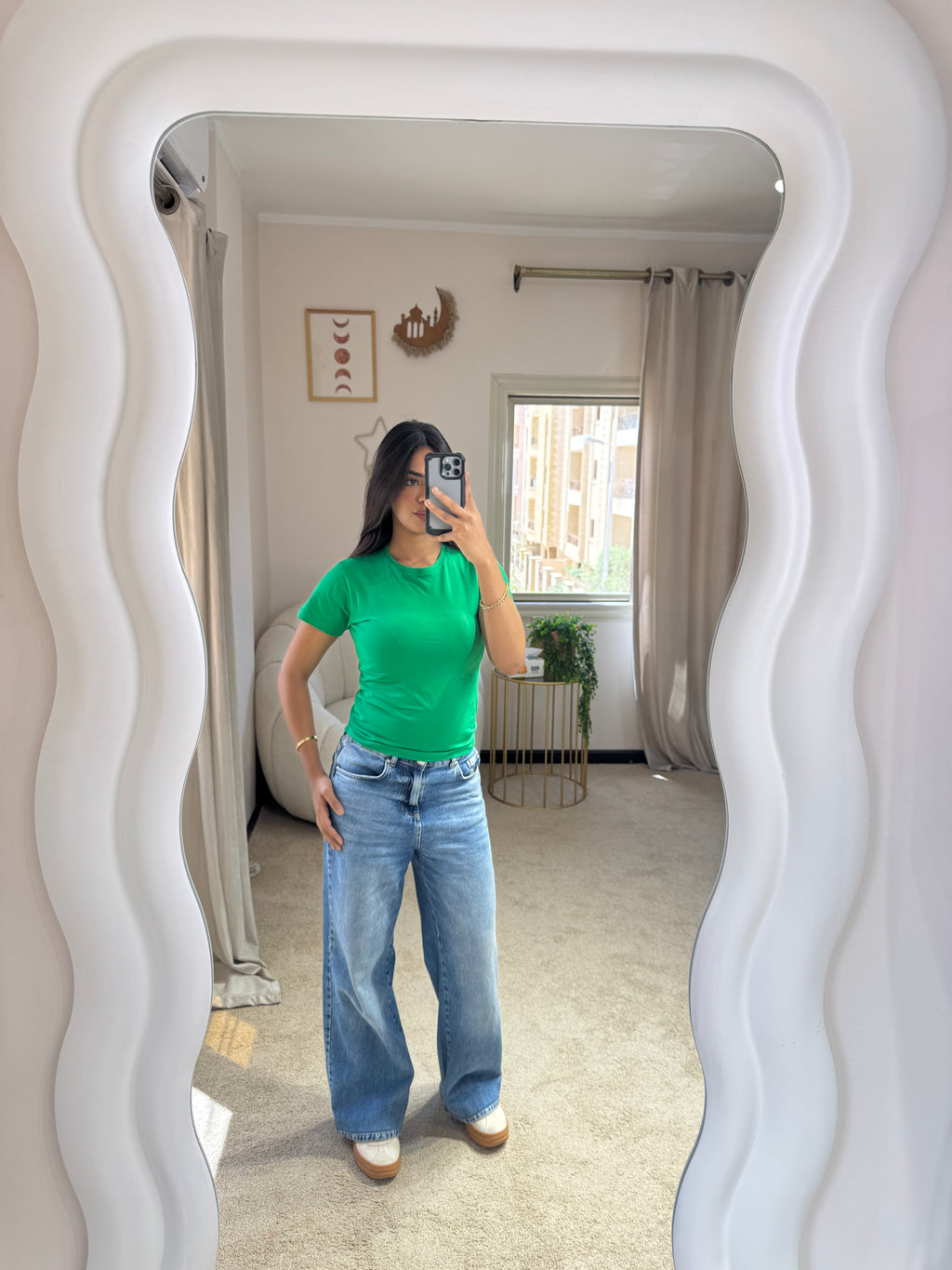 Half-Sleeve Top Plant Green