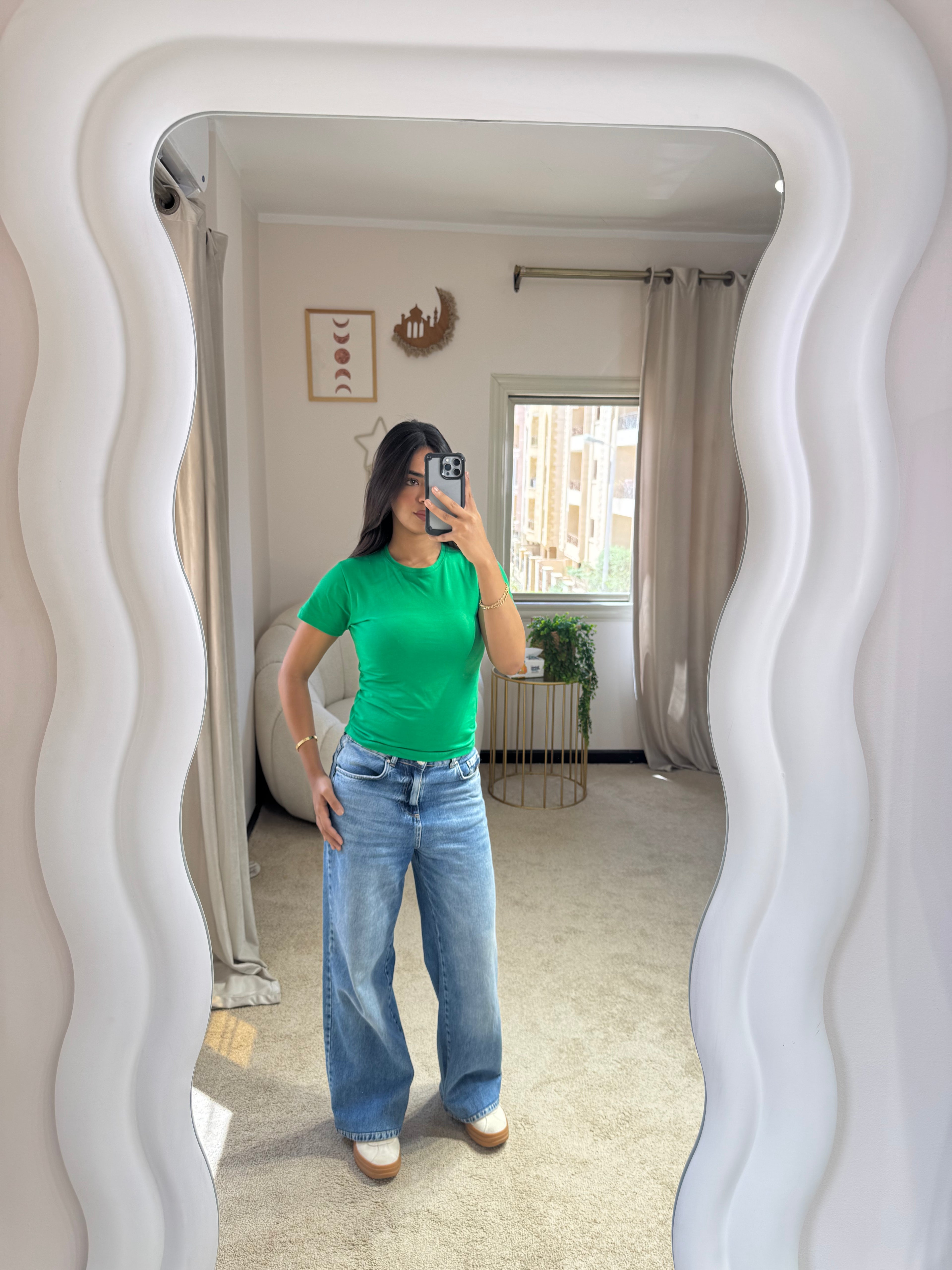 Half-Sleeve Top Plant Green
