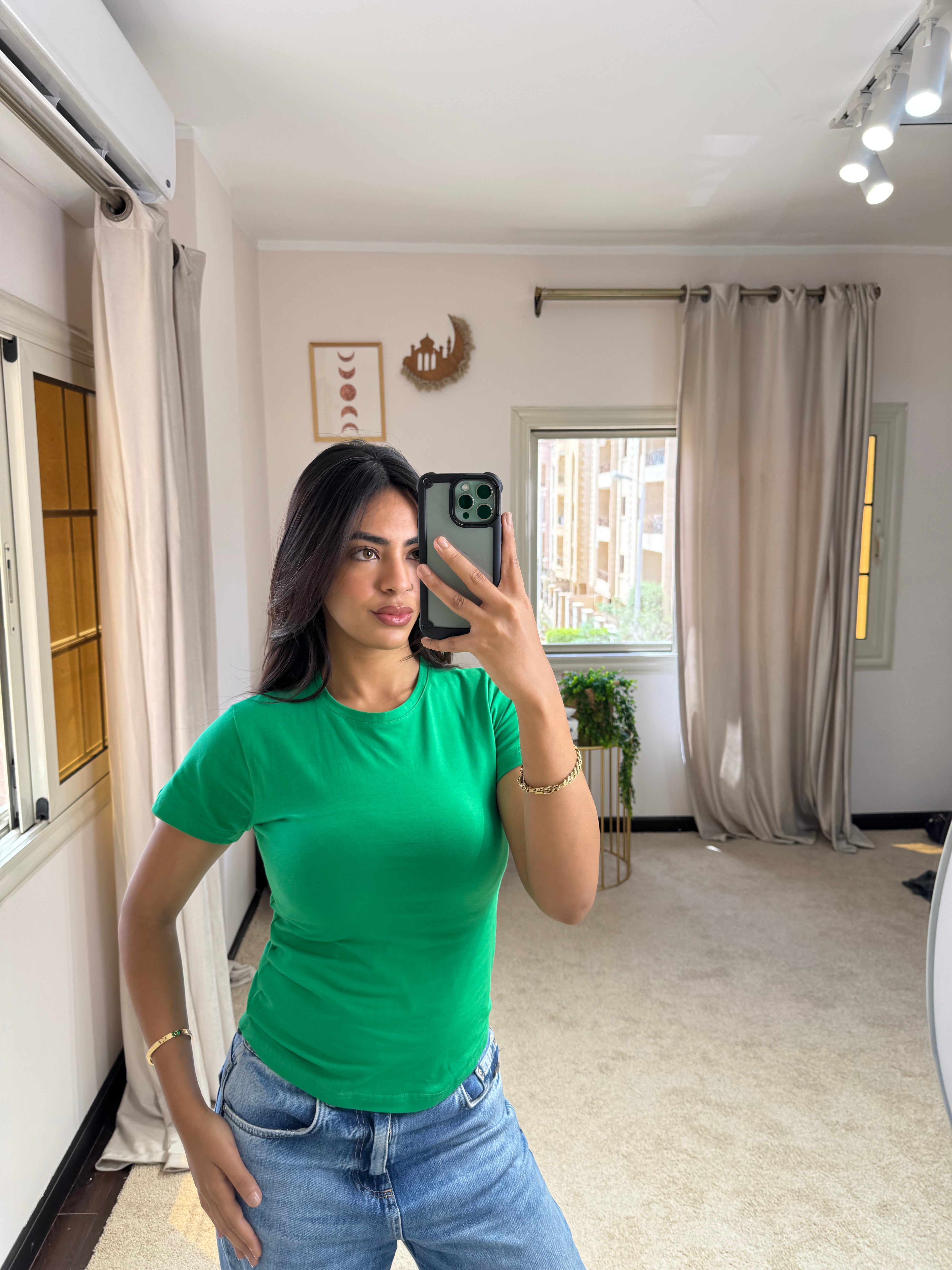 Half-Sleeve Top Plant Green