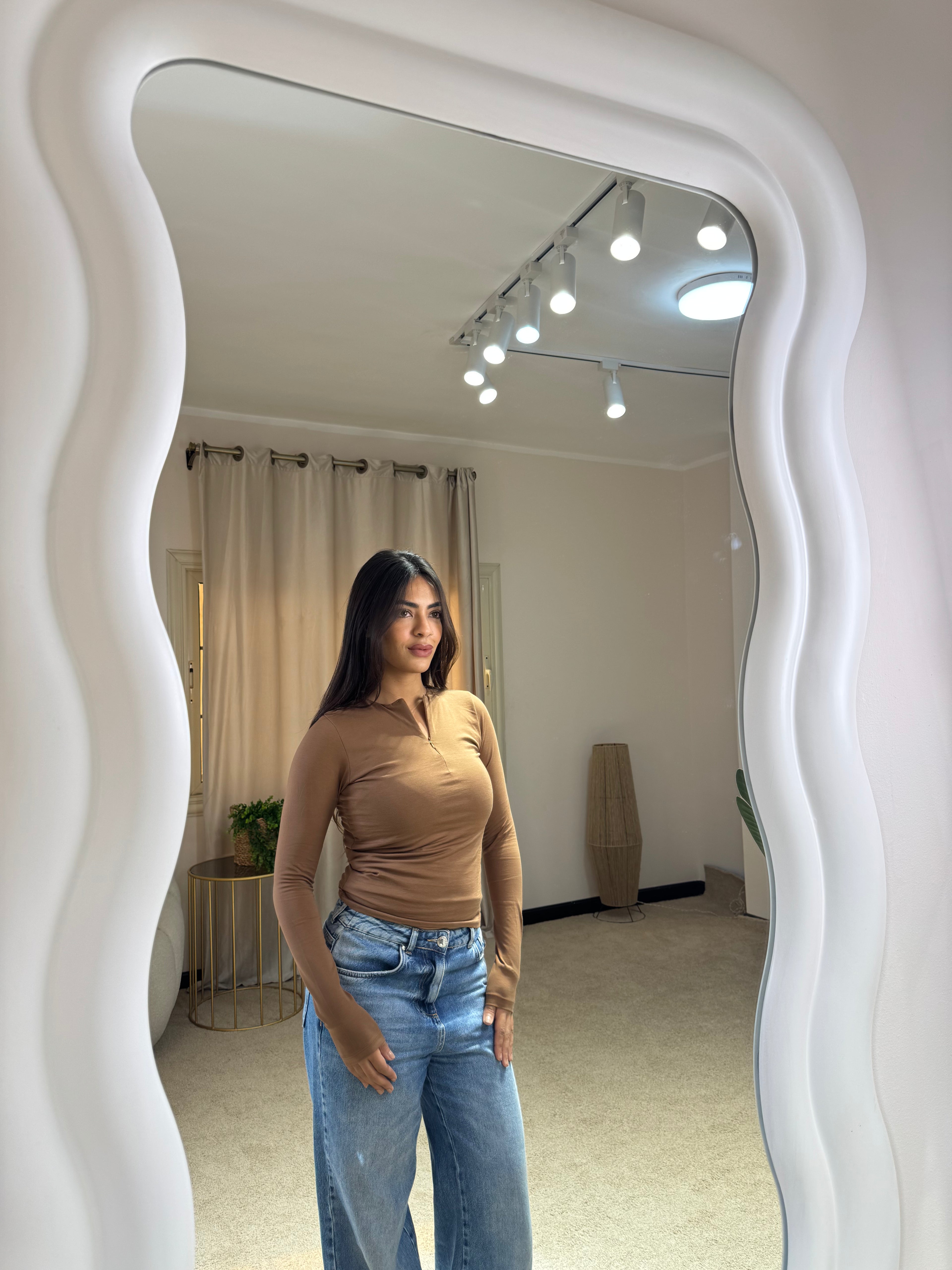 Long Sleeve Top Light Brown