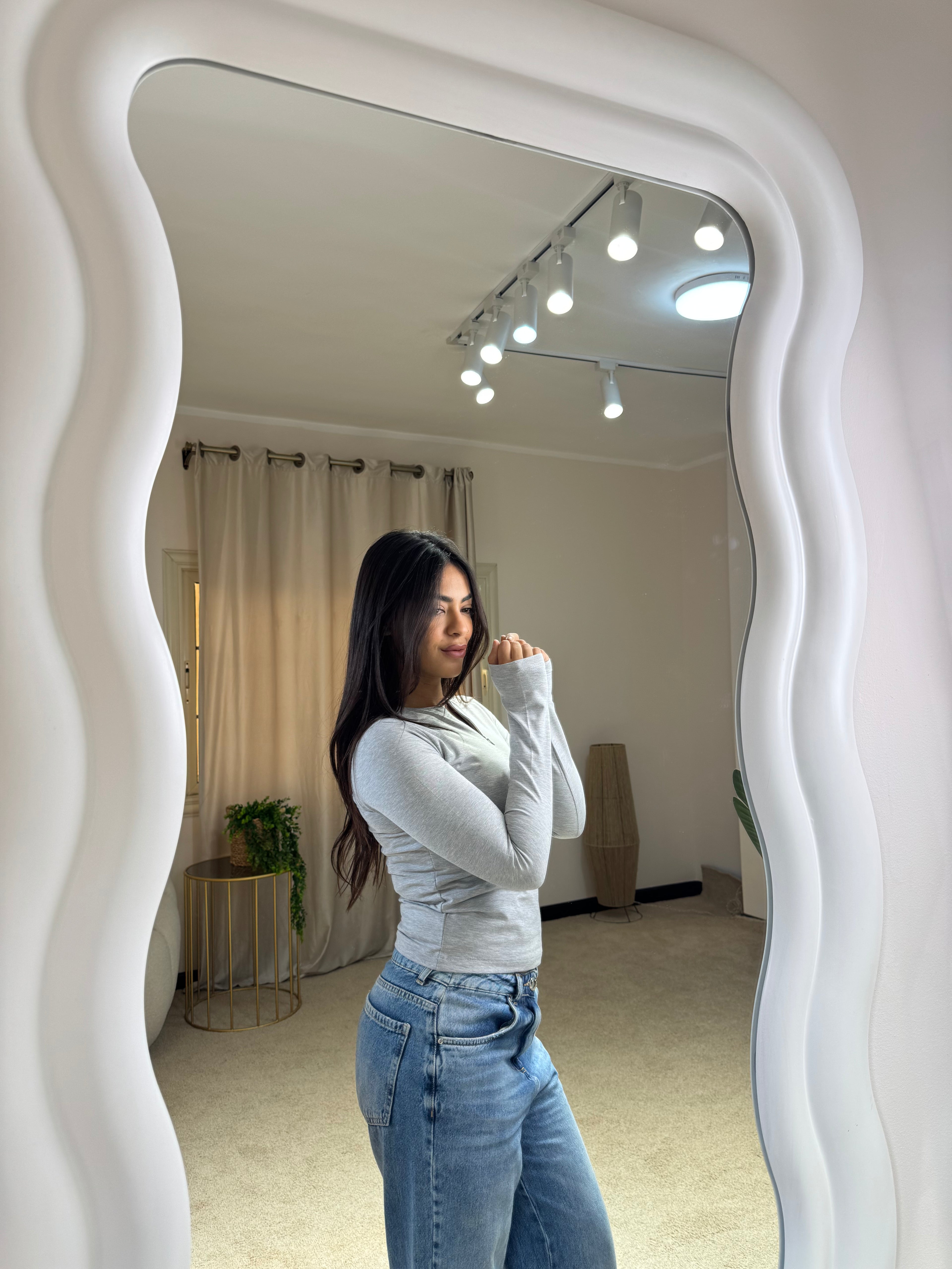 Long Sleeve Top Light Grey