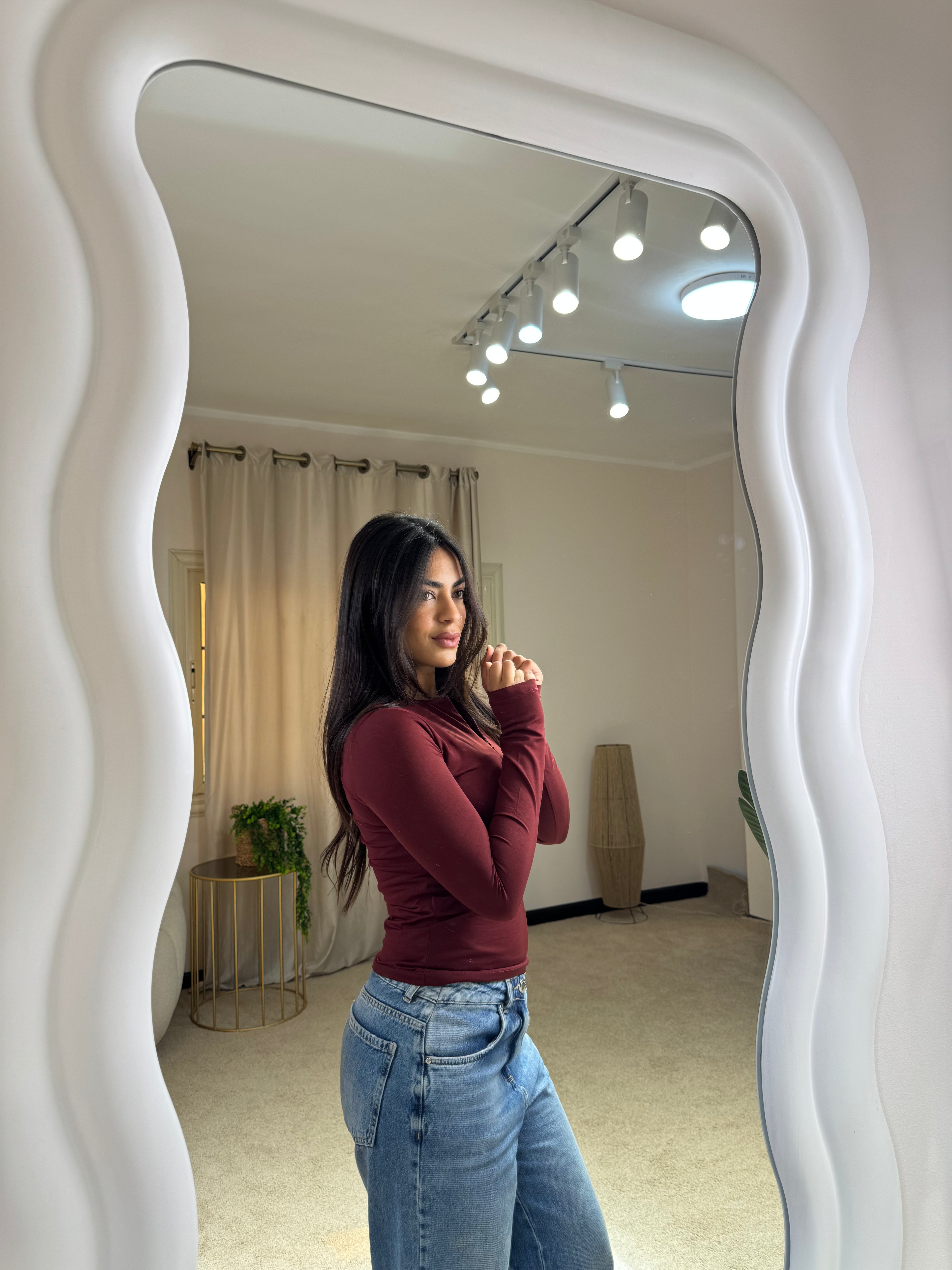 Long Sleeve Top Burgundy