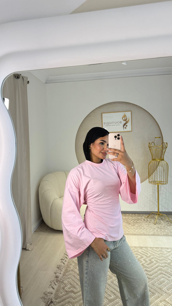 Cropped cotton T-shirt Pink