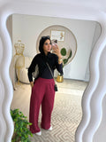 Summer Wide Leg Pants Burgundy