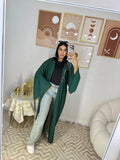 Plain Cardigan Dark green Closed