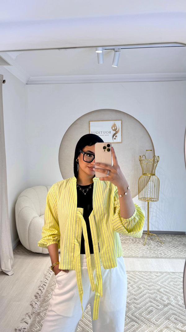 Cropped Striped Shirt Yellow