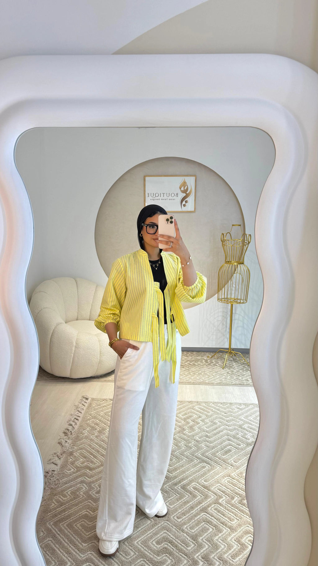 Cropped Striped Shirt Yellow