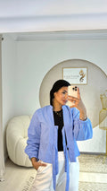 Cropped Striped Shirt Baby Blue