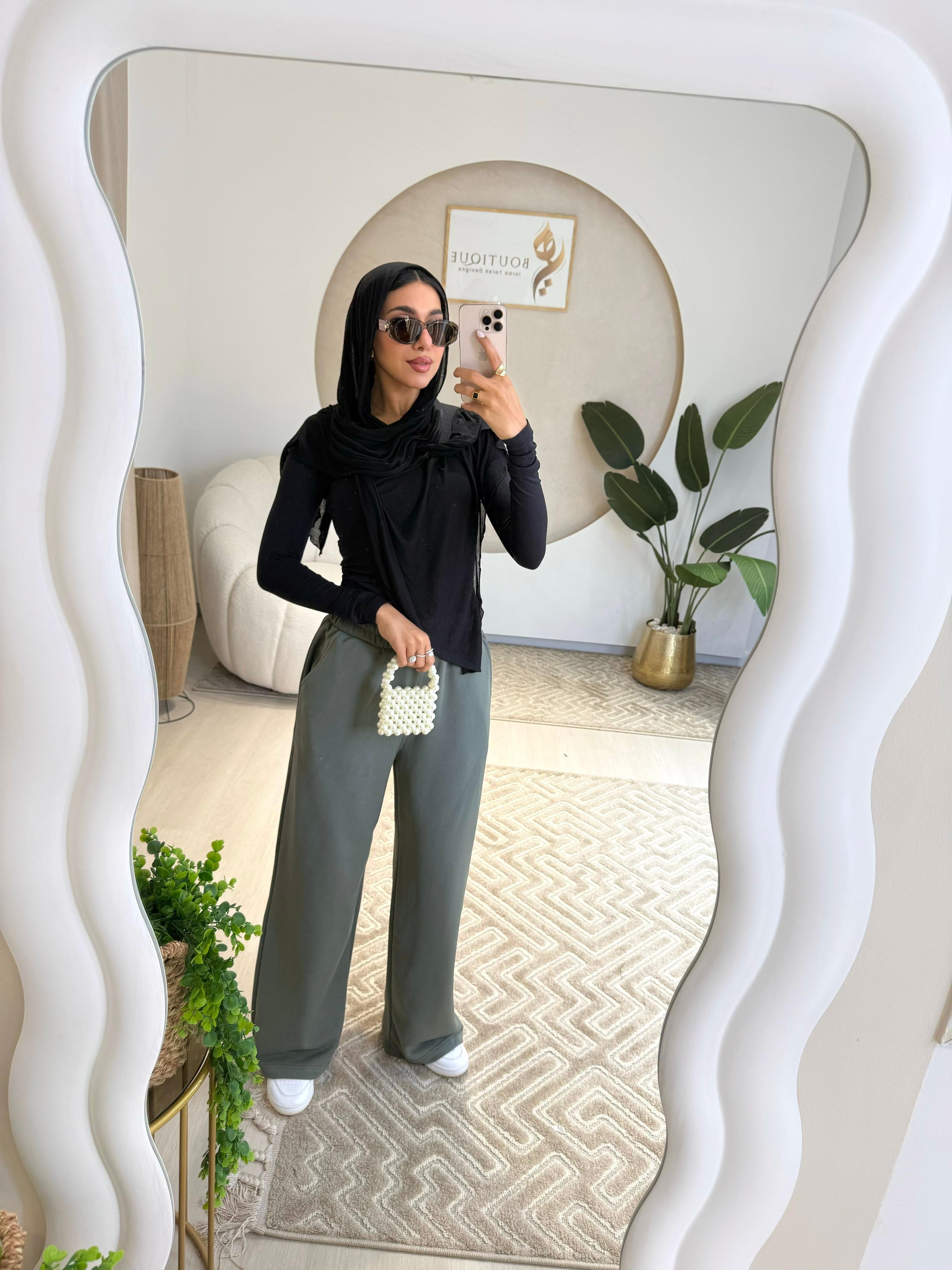 Summer Wide Leg Pants Dark mint