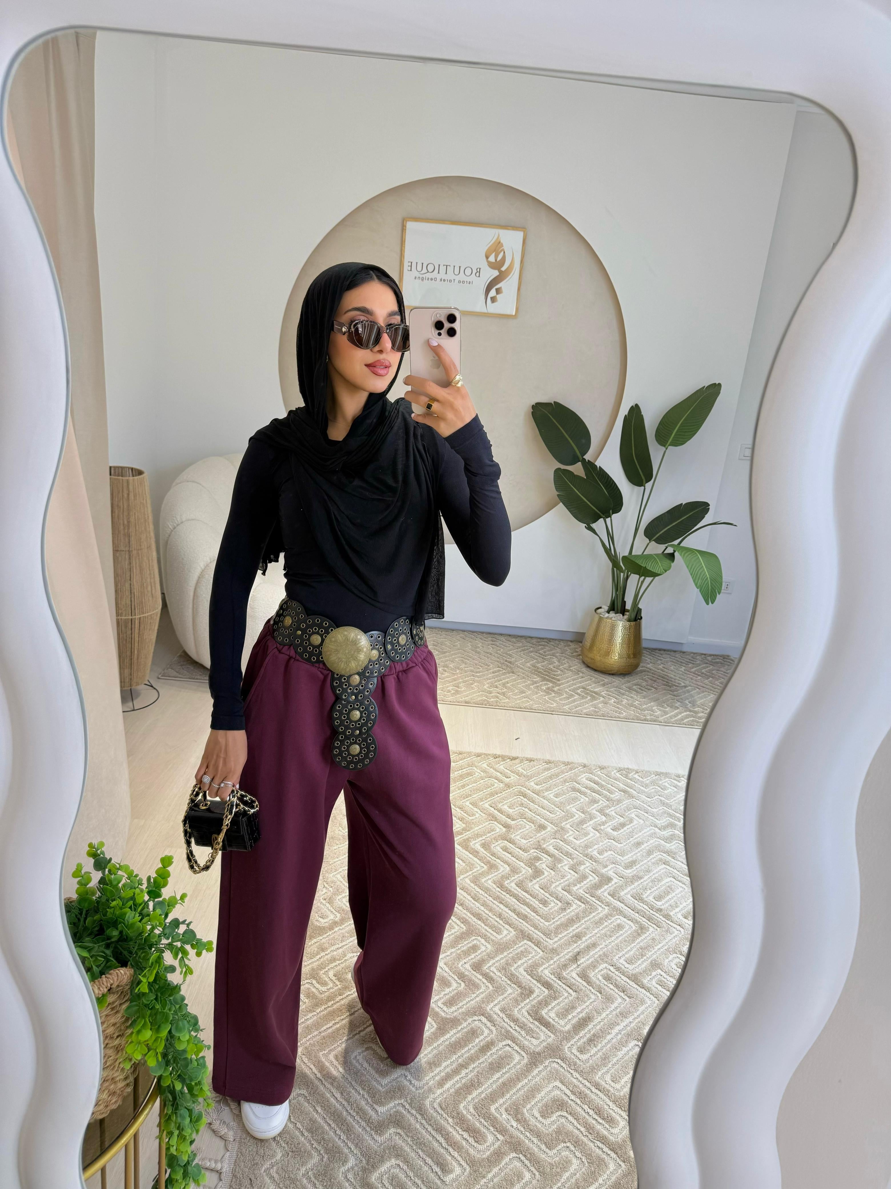 Summer Wide Leg Pants Maroon