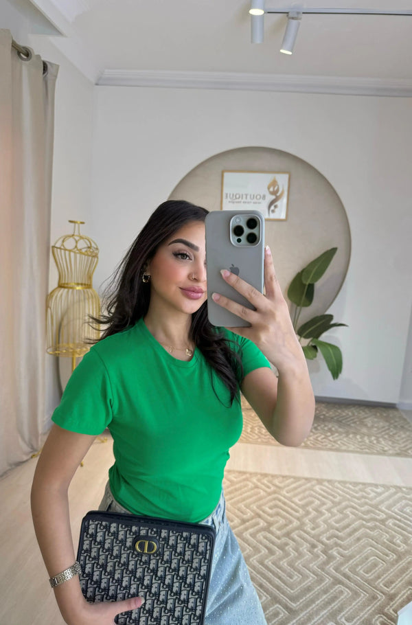 Half-Sleeve Top Plant Green