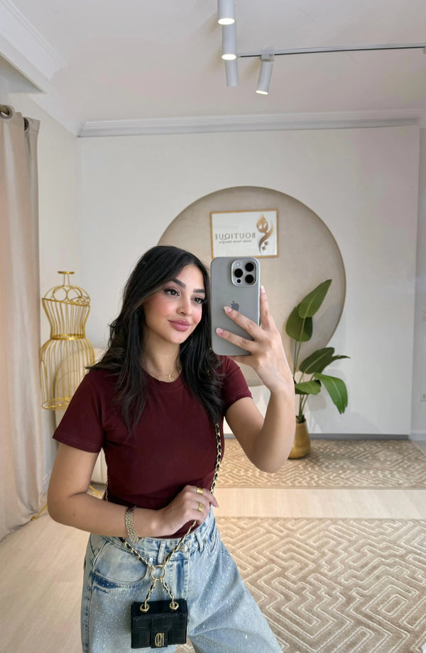 Half-Sleeve Top Burgundy