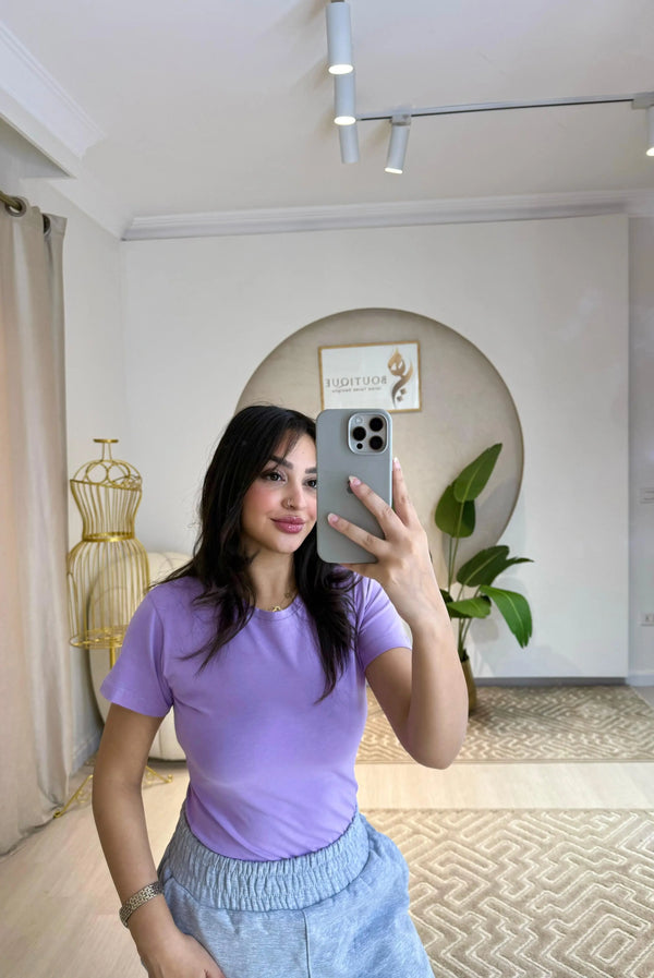 Half-Sleeve Top Dark Lavender