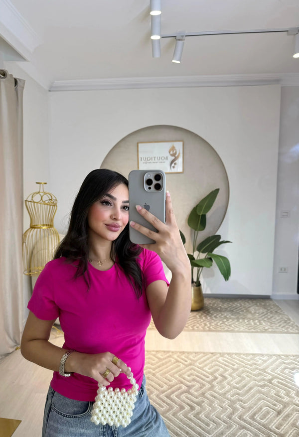 Half-Sleeve Top Fuchsia