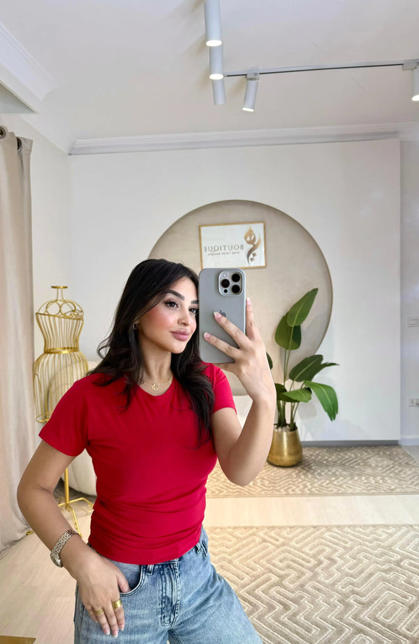Half-Sleeve Top Red