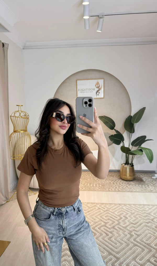 Half-Sleeve Top Light Brown