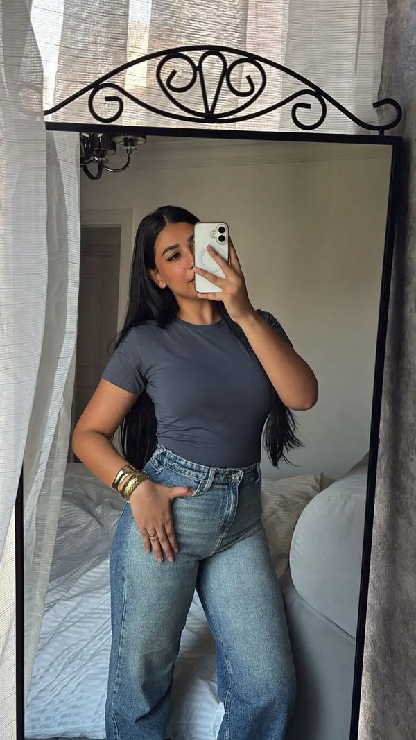 Half-Sleeve Top Dark Grey