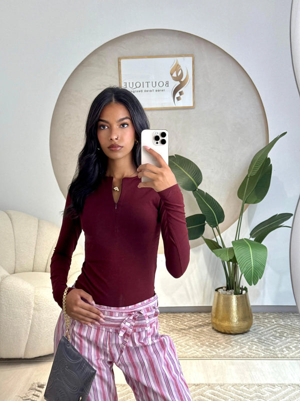 Long Sleeve Top Burgundy