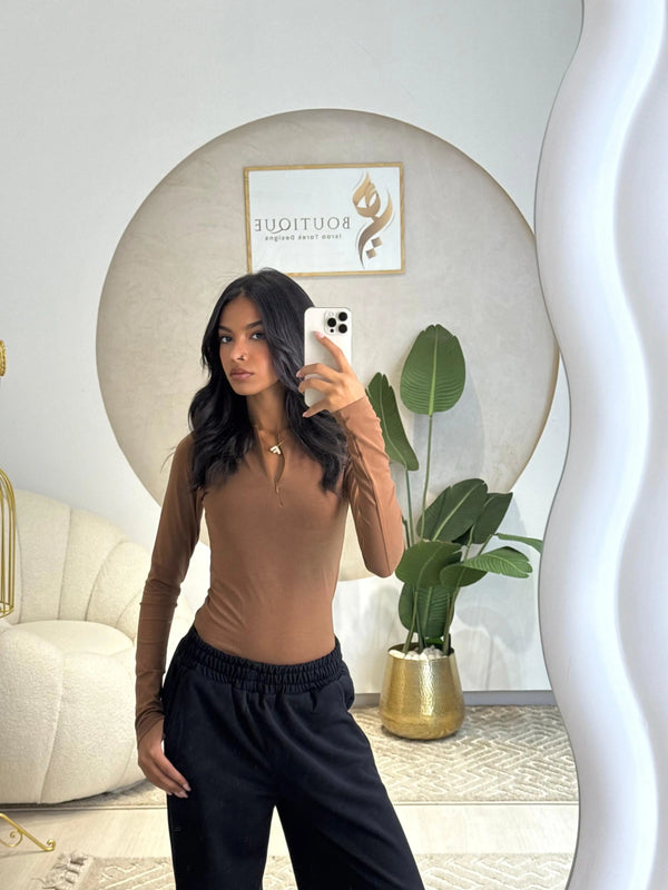 Long Sleeve Top Light Brown