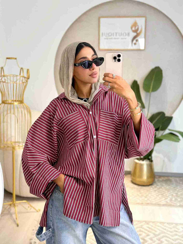 Striped shirt burgundy