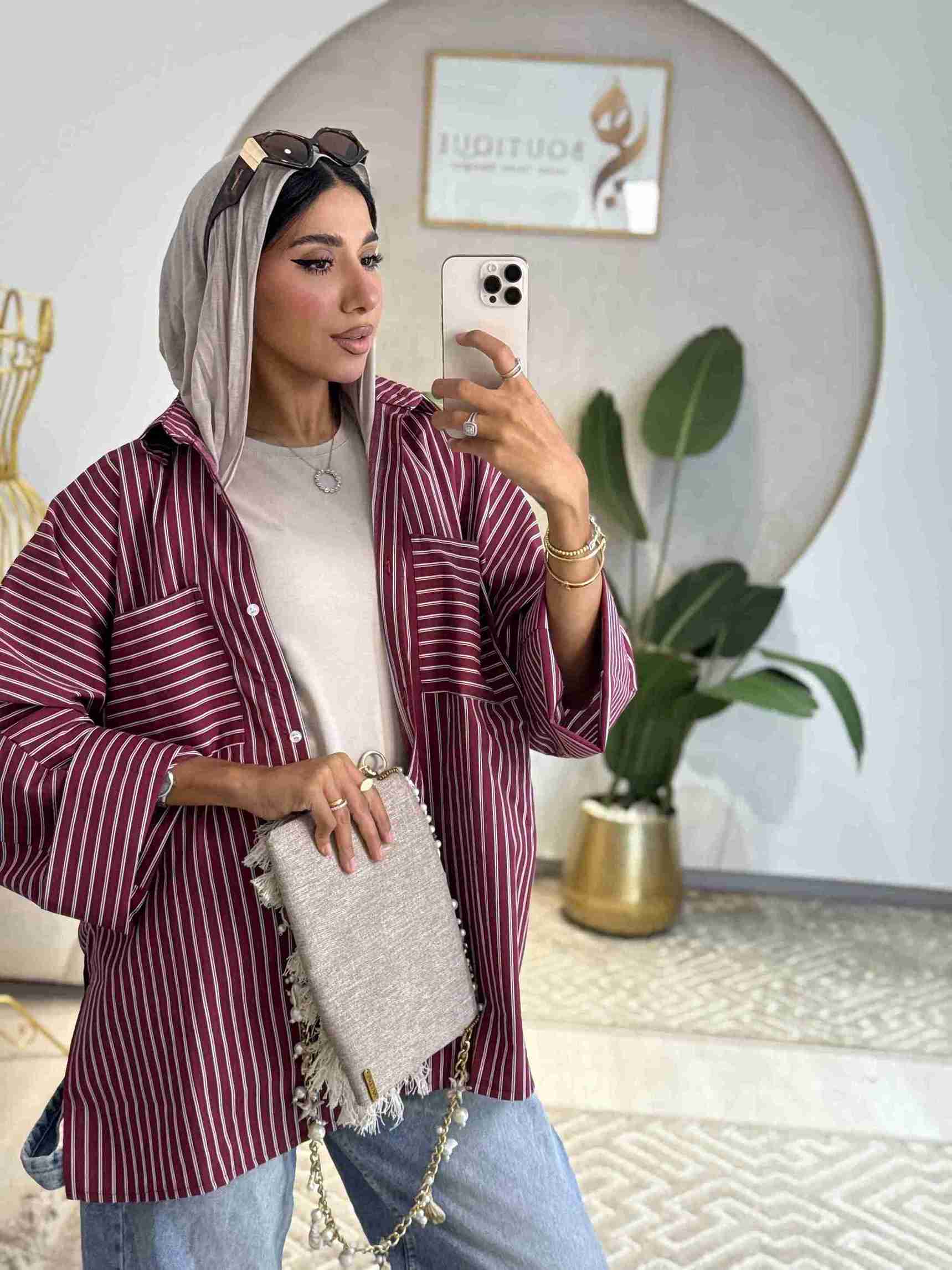 Striped shirt burgundy